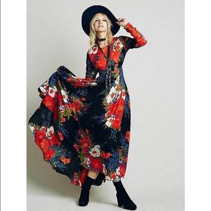 Free People  first kiss floral maxi dress gown - rare find xs